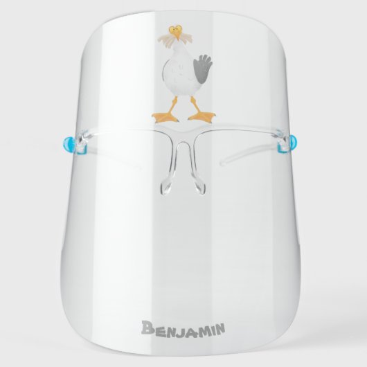 Funny seagull with French fries cartoon Face Shield (Front)