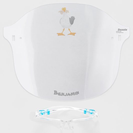 Funny seagull with French fries cartoon Face Shield (Front w/Glasses)