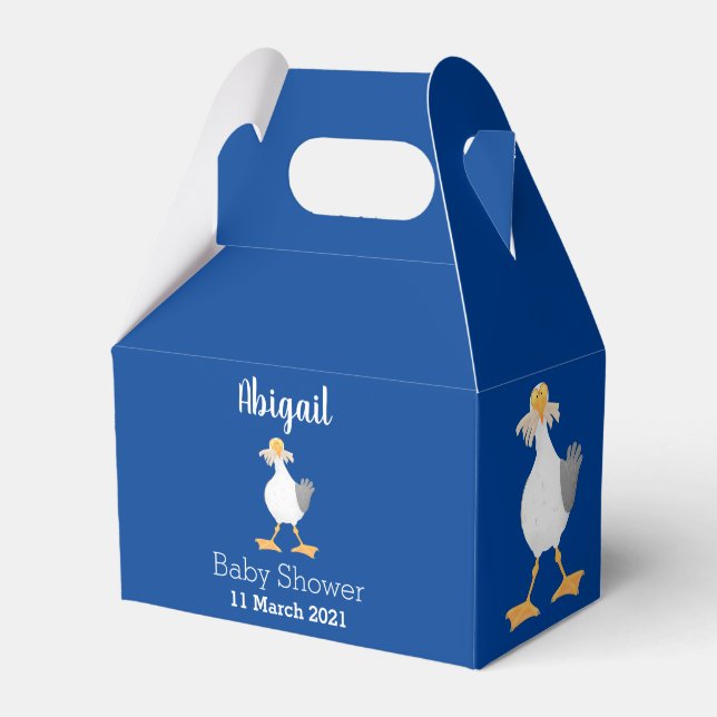 Funny seagull with French fries cartoon Favor Boxes (Front Side)