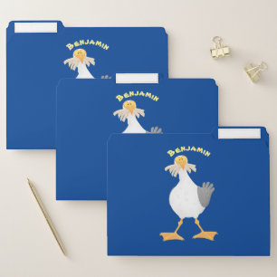 Funny seagull with French fries cartoon File Folder