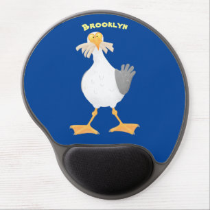 Funny seagull with French fries cartoon Gel Mouse Pad