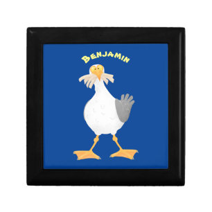 Funny seagull with French fries cartoon Gift Box