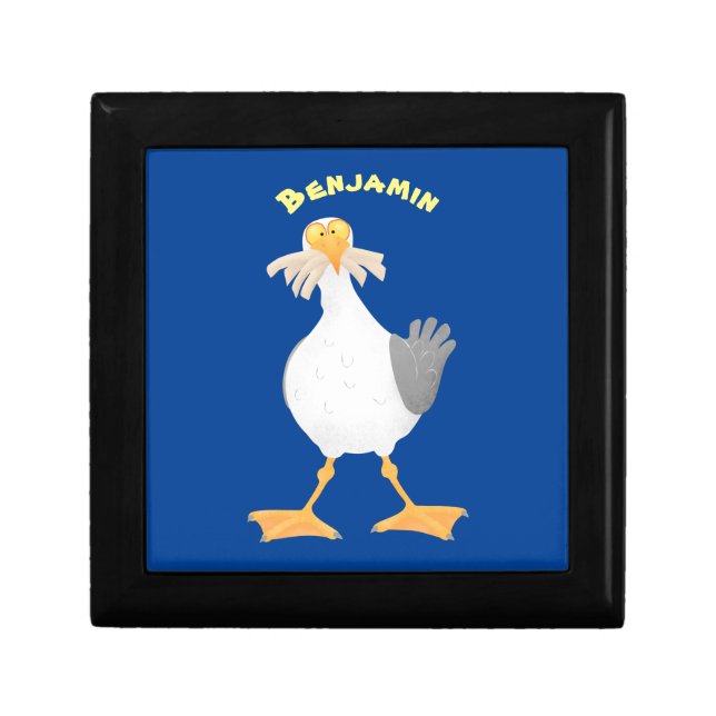 Funny seagull with French fries cartoon Gift Box (Front)