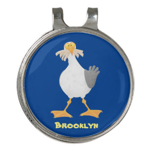 Funny seagull with French fries cartoon Golf Hat Clip