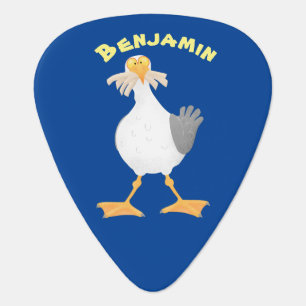 Funny seagull with French fries cartoon Guitar Pick