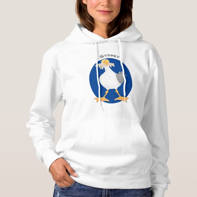 Funny seagull with French fries cartoon Hoodie (Front)