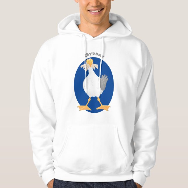 Funny seagull with French fries cartoon Hoodie (Front)