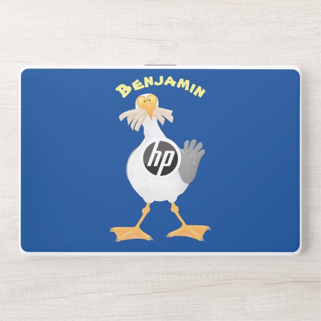 Funny seagull with French fries cartoon HP Laptop Skin (Front)