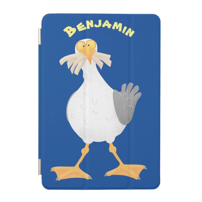 Funny seagull with French fries cartoon iPad Mini Cover (Front)