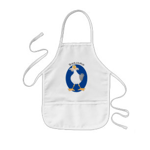 Funny seagull with French fries cartoon Kids' Apron