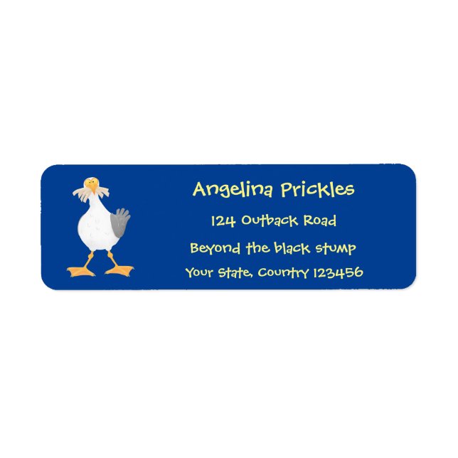 Funny seagull with French fries cartoon Label (Front)