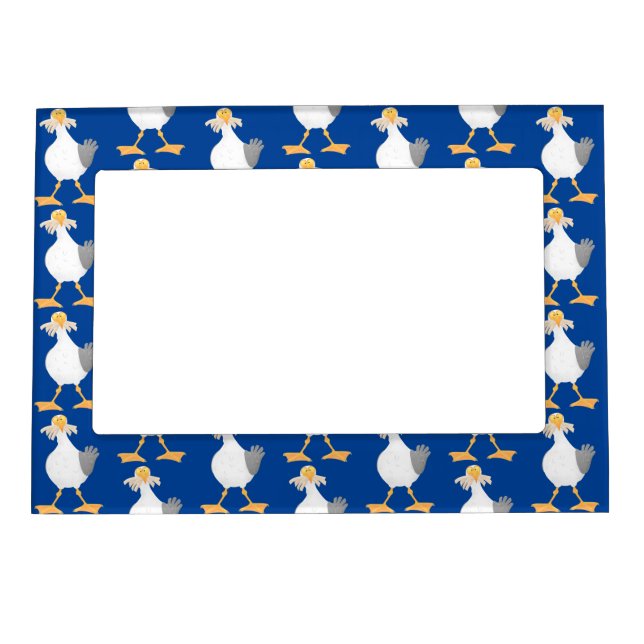 Funny seagull with French fries cartoon Magnetic Frame (Front)