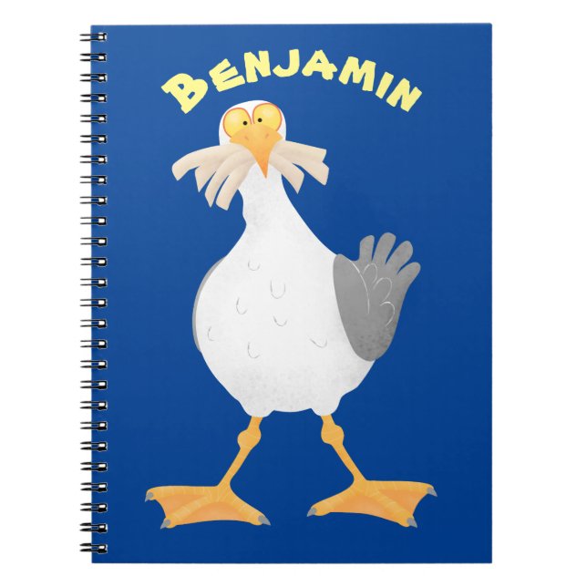 Funny seagull with French fries cartoon Notebook (Front)