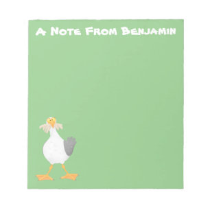 Funny seagull with French fries cartoon Notepad