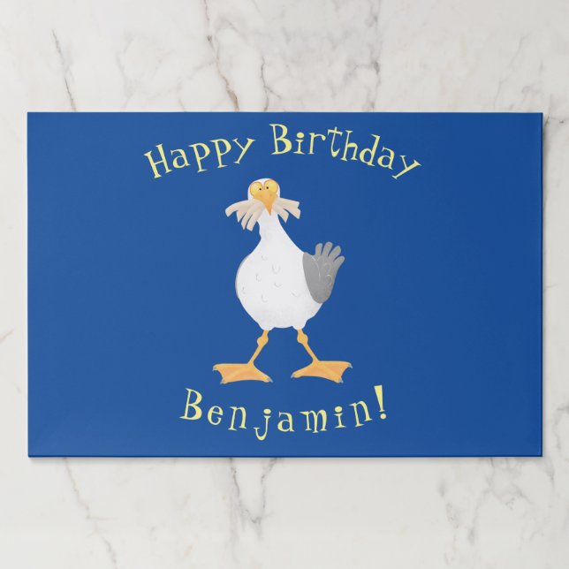 Funny seagull with French fries cartoon Paper Pad (Front)