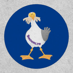 Funny seagull with French fries cartoon Patch