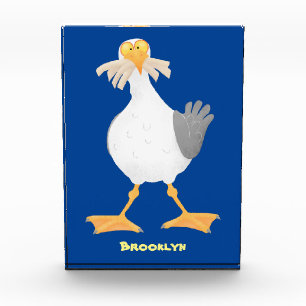 Funny seagull with French fries cartoon Photo Block