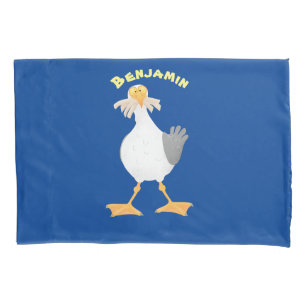 Funny seagull with French fries cartoon Pillow Case