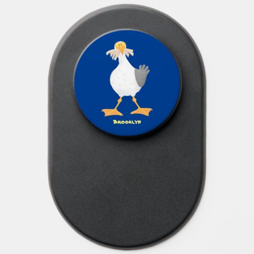 Funny seagull with French fries cartoon PopSocket
