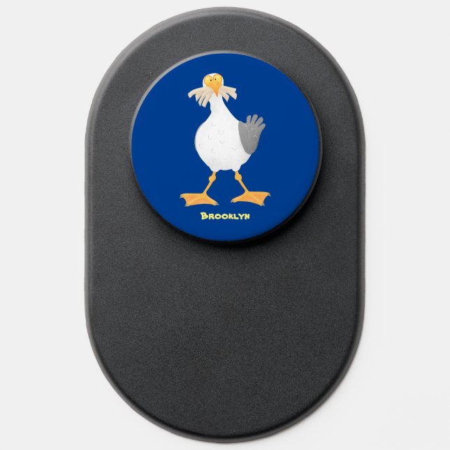 Funny seagull with French fries cartoon PopSocket (Popsocket)