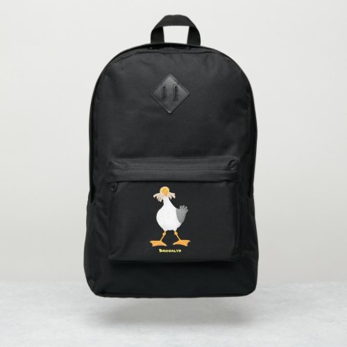 Funny seagull with French fries cartoon Port Authority Backpack
