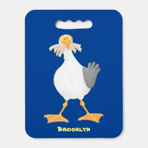 Funny seagull with French fries cartoon Seat Cushion