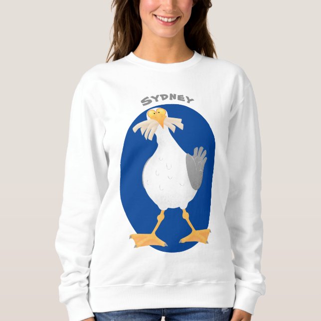 Funny seagull with French fries cartoon Sweatshirt (Front)