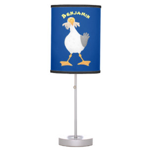 Funny seagull with French fries cartoon Table Lamp