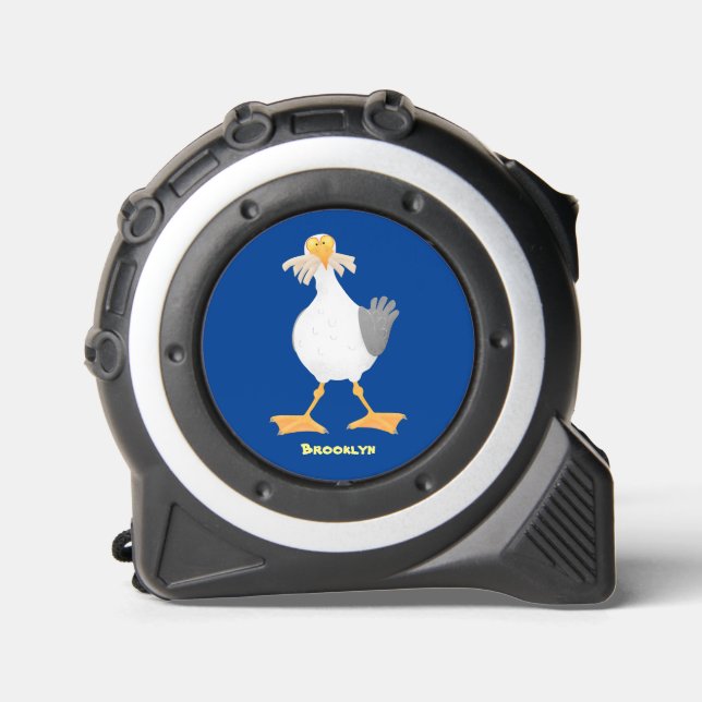 Funny seagull with French fries cartoon Tape Measure (Front)