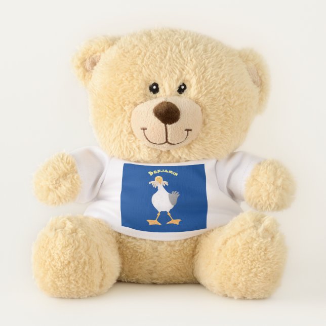 Funny seagull with French fries cartoon Teddy Bear (Front)