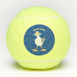 Funny seagull with French fries cartoon Tennis Balls
