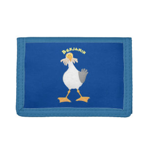 Funny seagull with French fries cartoon Tri-fold Wallet