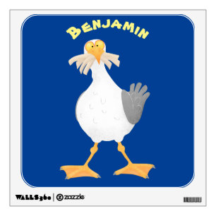 Funny seagull with French fries cartoon Wall Decal