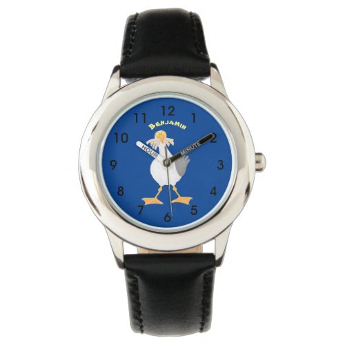 Funny seagull with French fries cartoon Watch