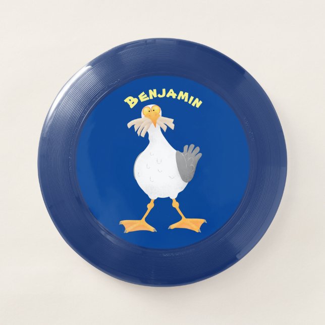 Funny seagull with French fries cartoon Wham-O Frisbee (Front)