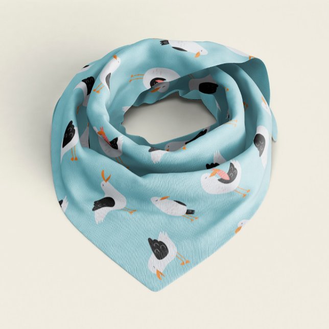 Funny Seagulls on Blue Background Pattern Bandana (Creator Uploaded)