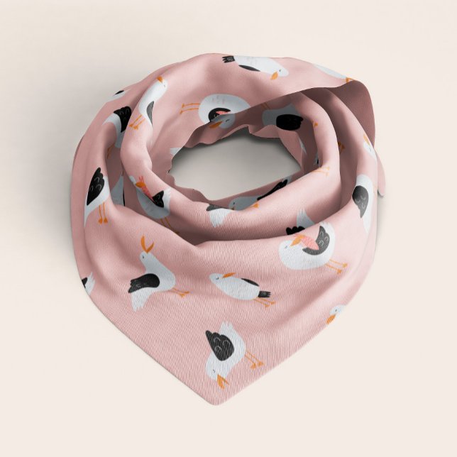 Funny Seagulls on Pink Background Pattern Bandana (Creator Uploaded)