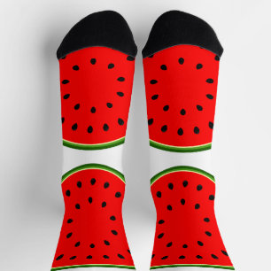 Funny seamless colorful watermelon cute red socks