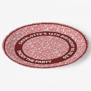 Funny Seamless Pattern Abracadabra White On Pink Paper Plates