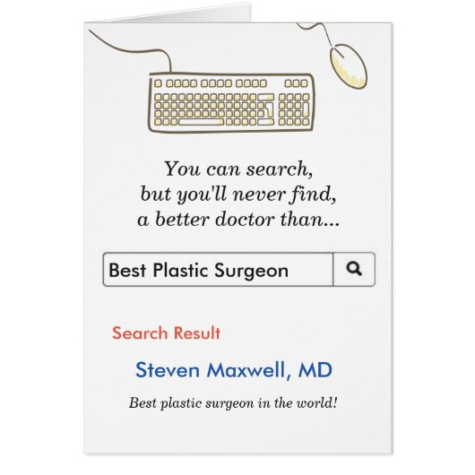 Funny Search Best Plastic Surgeon Cards (Front)