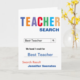 Funny Search Best Teacher Card