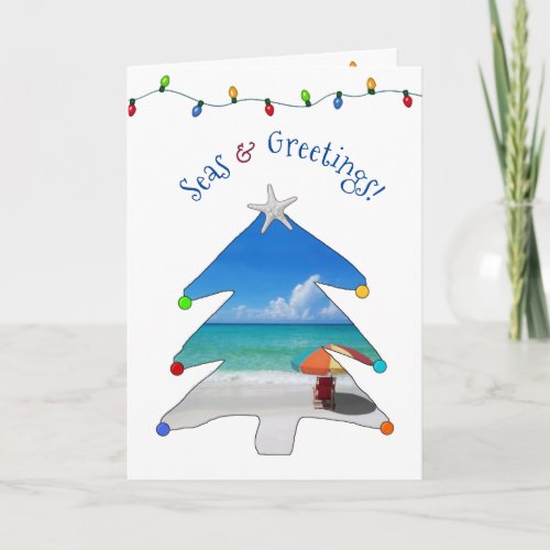 Funny Seas and Greetings Photo Beach Christmas Hol Holiday Card