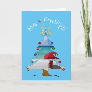 Funny Seas and Greetings Photo Beach Christmas Holiday Card
