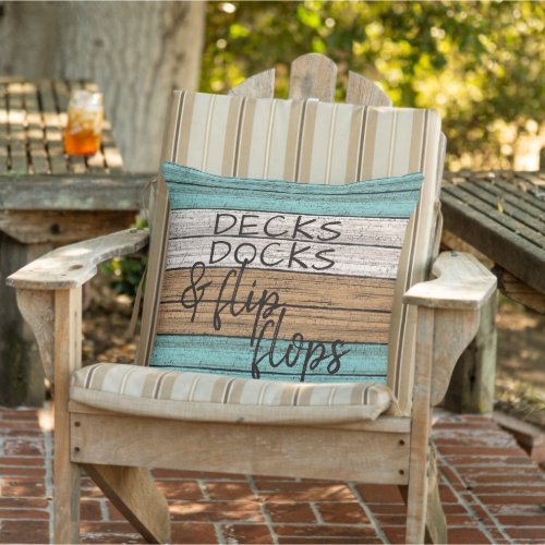 Funny Seaside Beachy Summer Quote Art Outdoor Pillow
