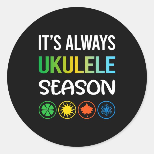 Funny Season Ukulele  Classic Round Sticker (Front)