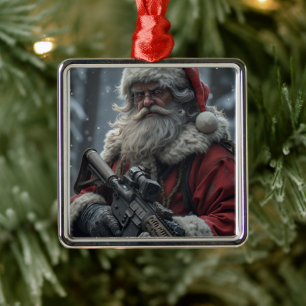 Funny Second Amendment Santa Claus Christmas Metal Ornament