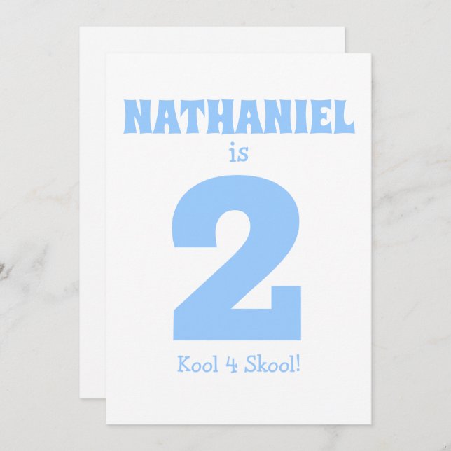 Funny Second Birthday 2-Year-Old Boy Too Cool Invitation (Front/Back)