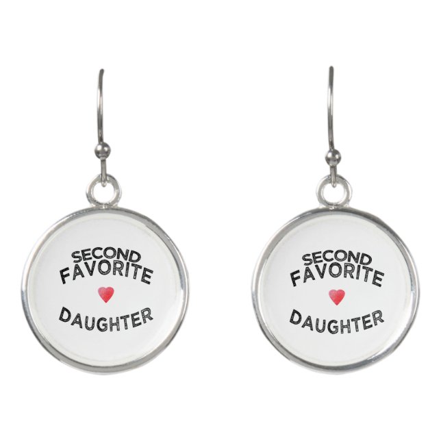 Funny second fav daughter sibling rivalry sister earrings (Front)