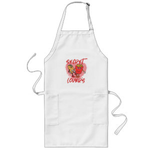 Funny Secret Lovers Taco and Fries Cartoon  Long Apron