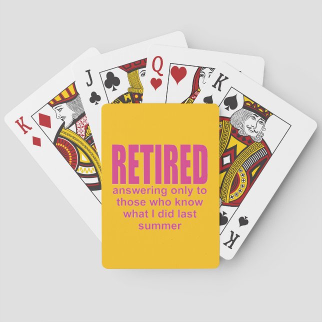 Funny secret summer retirement poker cards (Back)